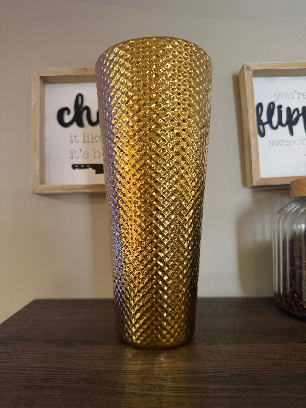 Gold Tall Vase For Dry Floral